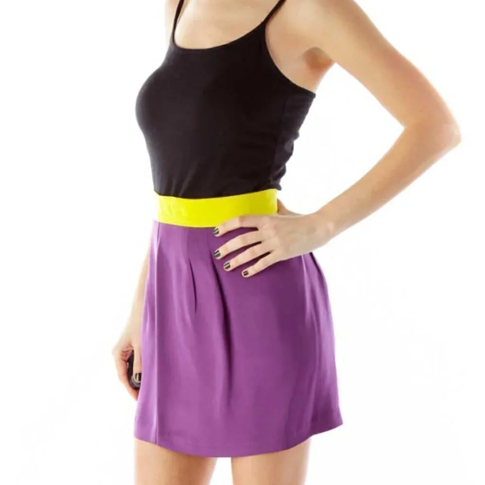 Naven Purple Yellow Silk Mini Skirt - Picture 2 of 3